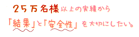 1000名様以上の経験から結果と安全性にこだわりたい