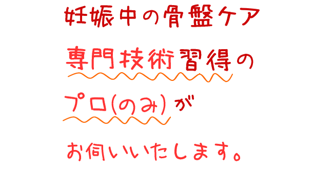 妊娠中の骨盤ケア専門技術習得のプロのみがお伺いいたします。
