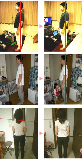 整体前と後の姿勢の変化